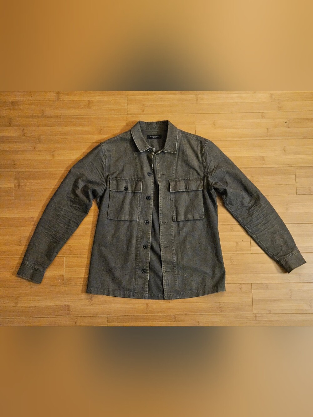 Allsaints Mens Olive Utility Shirt Jacket